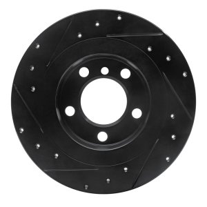 Mini Cooper Countryman Brake Rotor (1) - Rear Right - R1 Concepts - Drilled & Slotted - Black - `13-`16
